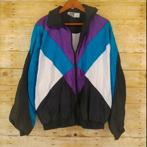 Active Wear Retro 80s Windbreaker Track Jacket - Picture 1 of 4